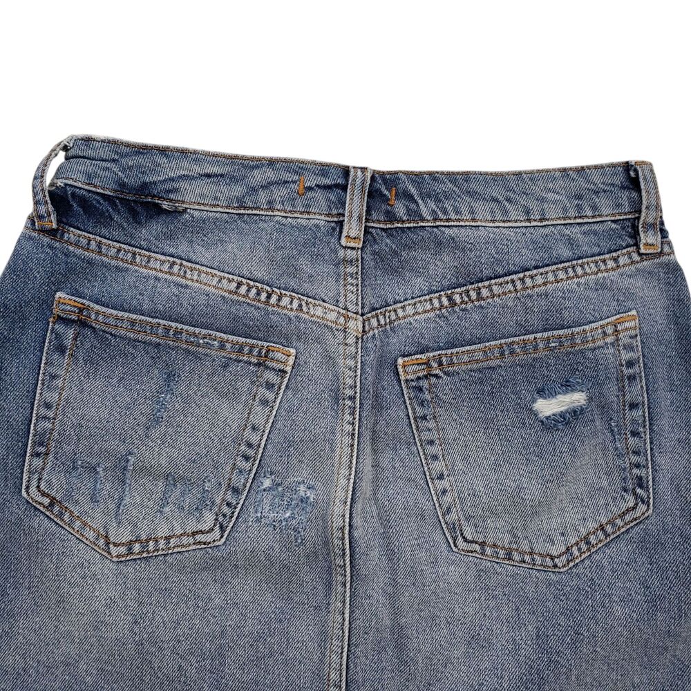 Free People We The Free Mini Jean Skirt Womens 27 Denim Distressed Button Fly - Picture 8 of 10